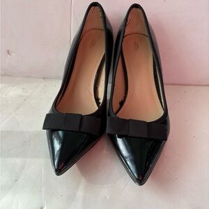 Zara patent black Women's Shoes with Bow Accent size 37